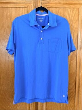 Lilly Pulitzer Men's Bright Blue Short-Sleeve Polo with Chest Pocket sz Medium